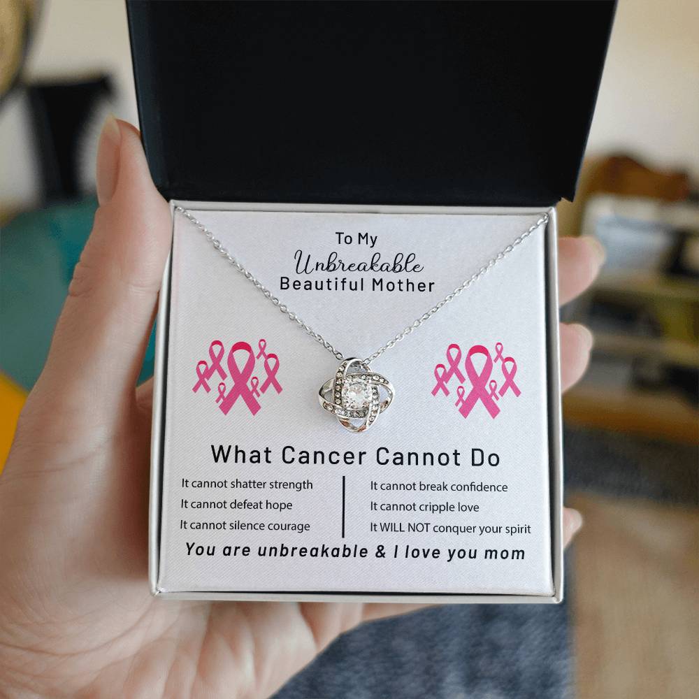 You Are Unbreakable Breast Cancer Support Awareness Squad Love Knot Necklace