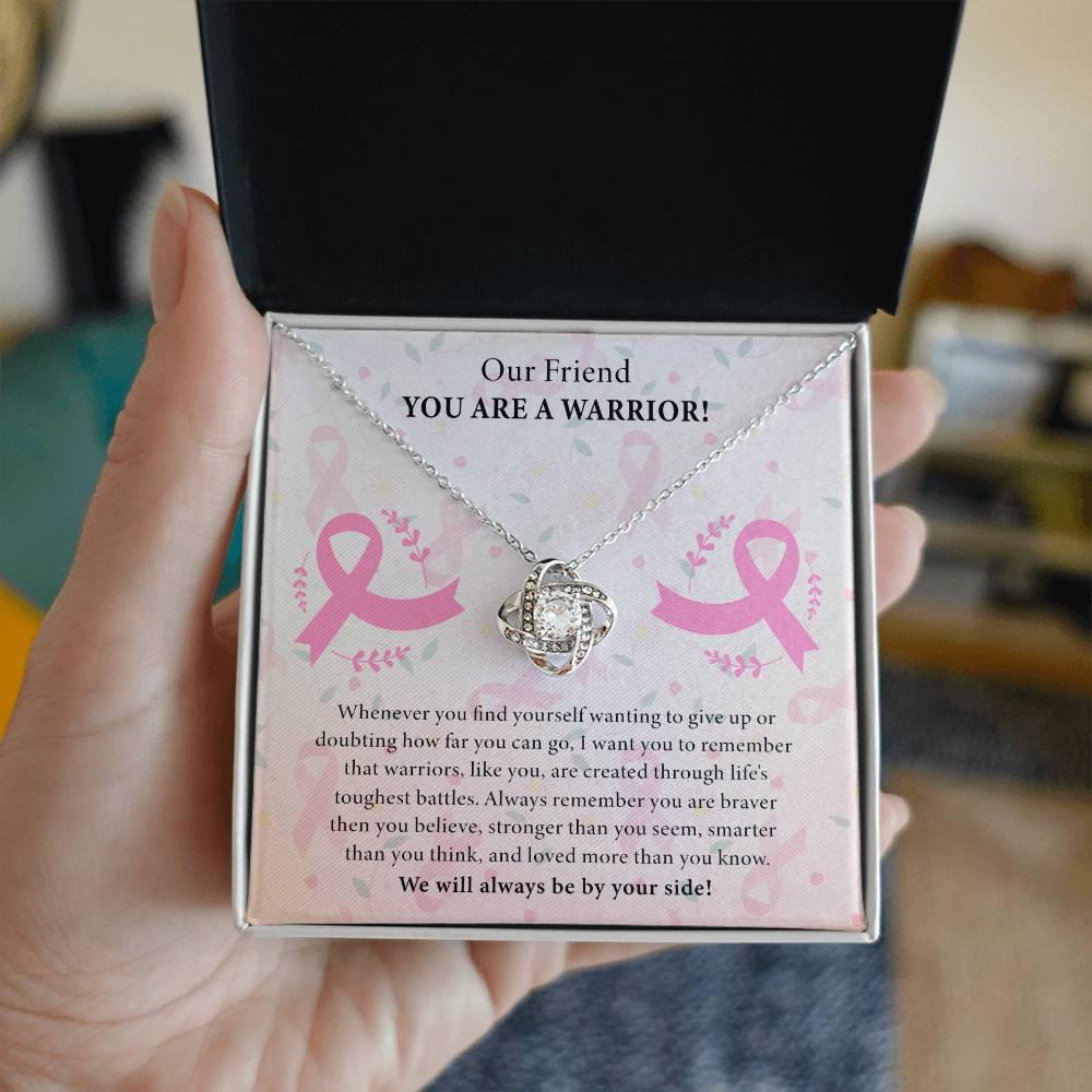 You Are A Warrior Breast Cancer Warrior Awareness Support Love Knot Necklace