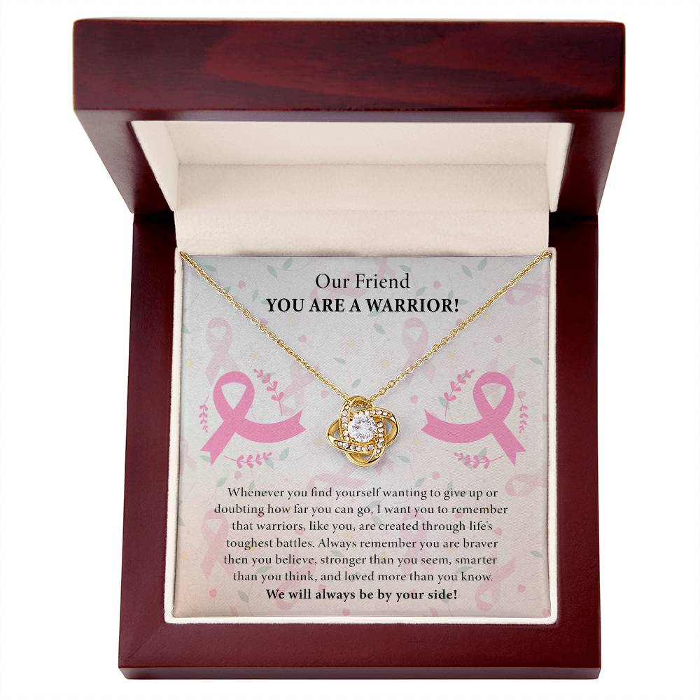 You Are A Warrior Breast Cancer Warrior Awareness Support Love Knot Necklace