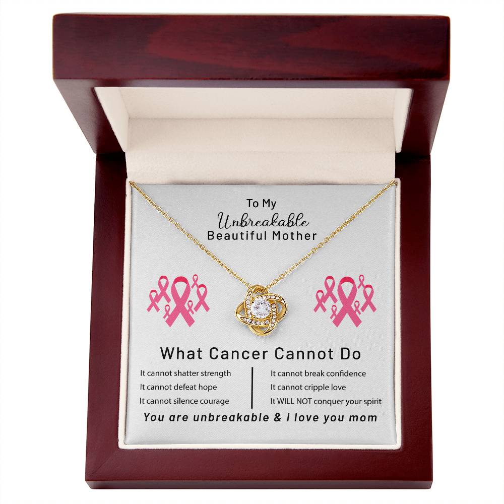 You Are Unbreakable Breast Cancer Support Awareness Squad Love Knot Necklace