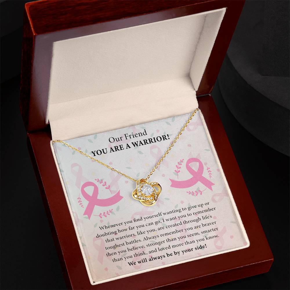 You Are A Warrior Breast Cancer Warrior Awareness Support Love Knot Necklace