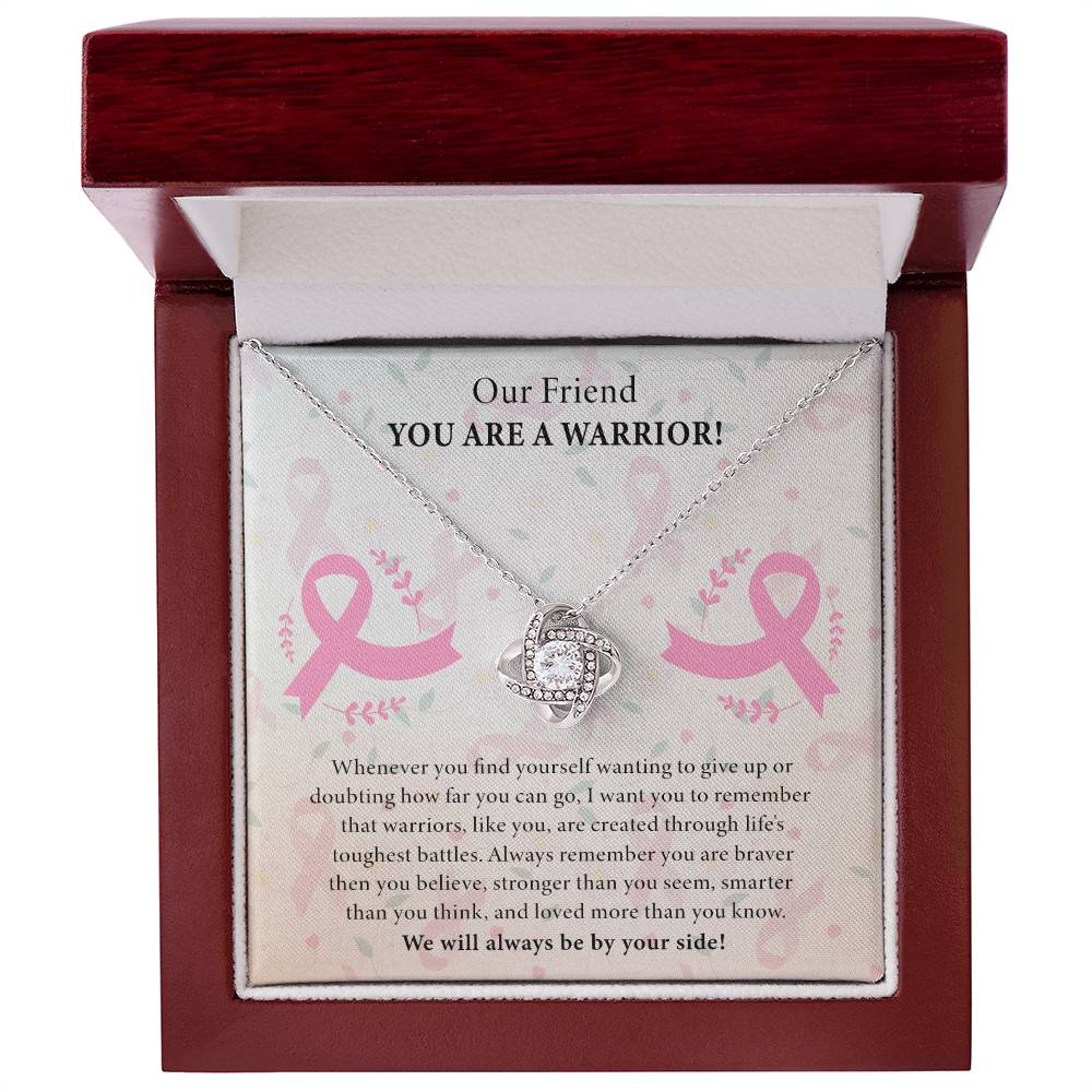 You Are A Warrior Breast Cancer Warrior Awareness Support Love Knot Necklace