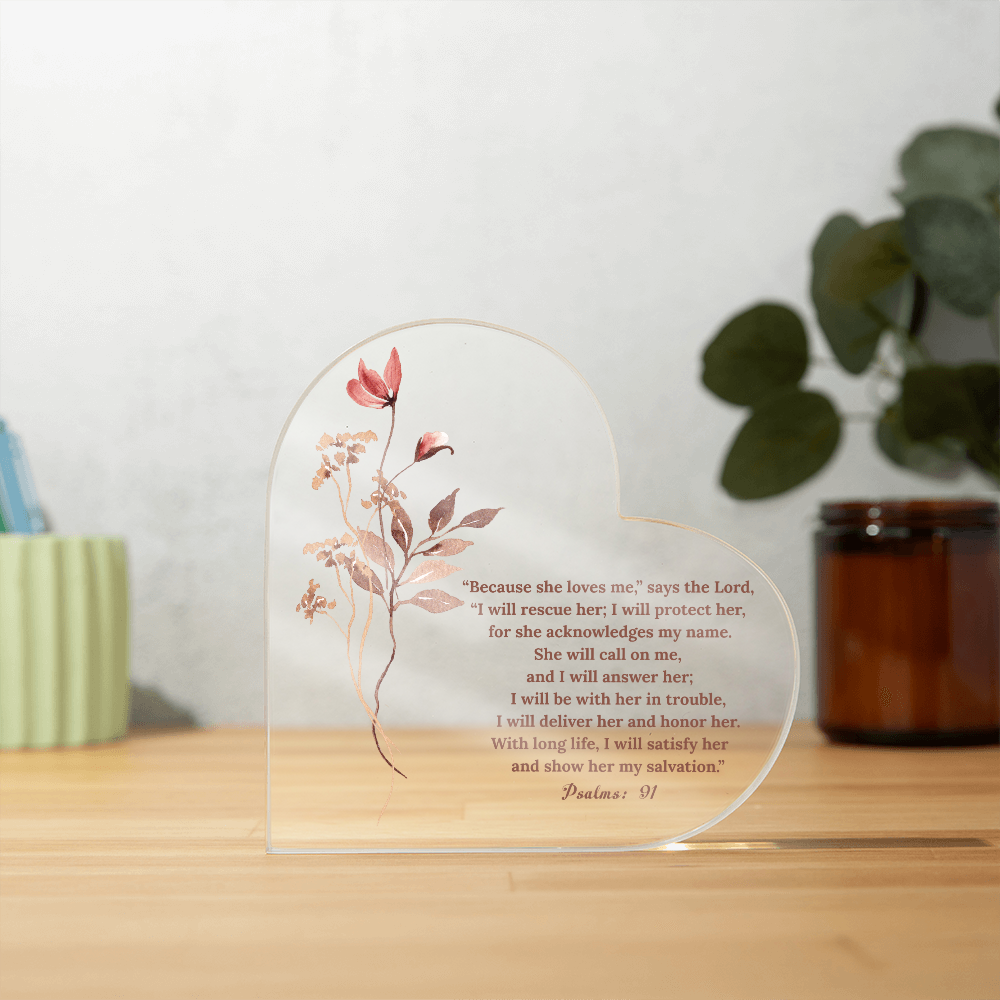 Psalms 91 Acrylic Heart Plaque