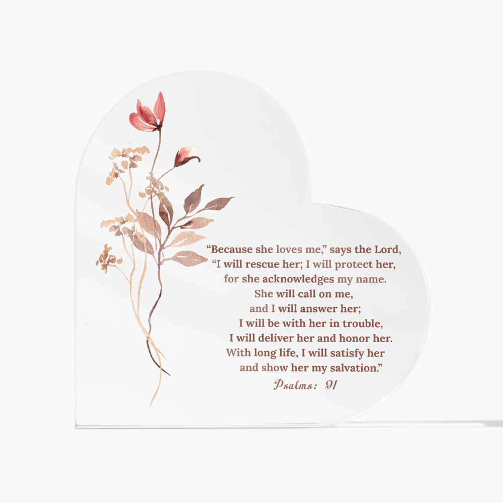 Psalms 91 Acrylic Heart Plaque