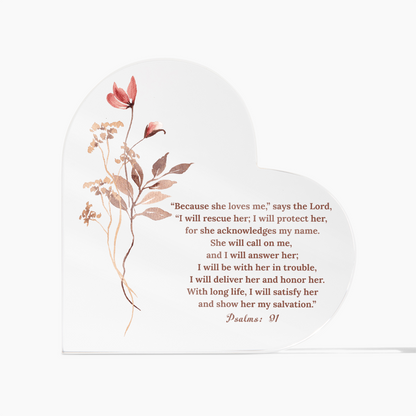 Psalms 91 Acrylic Heart Plaque