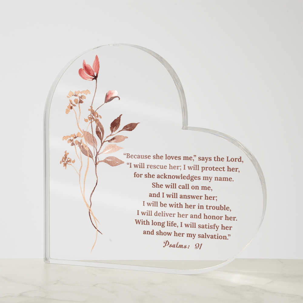 Psalms 91 Acrylic Heart Plaque