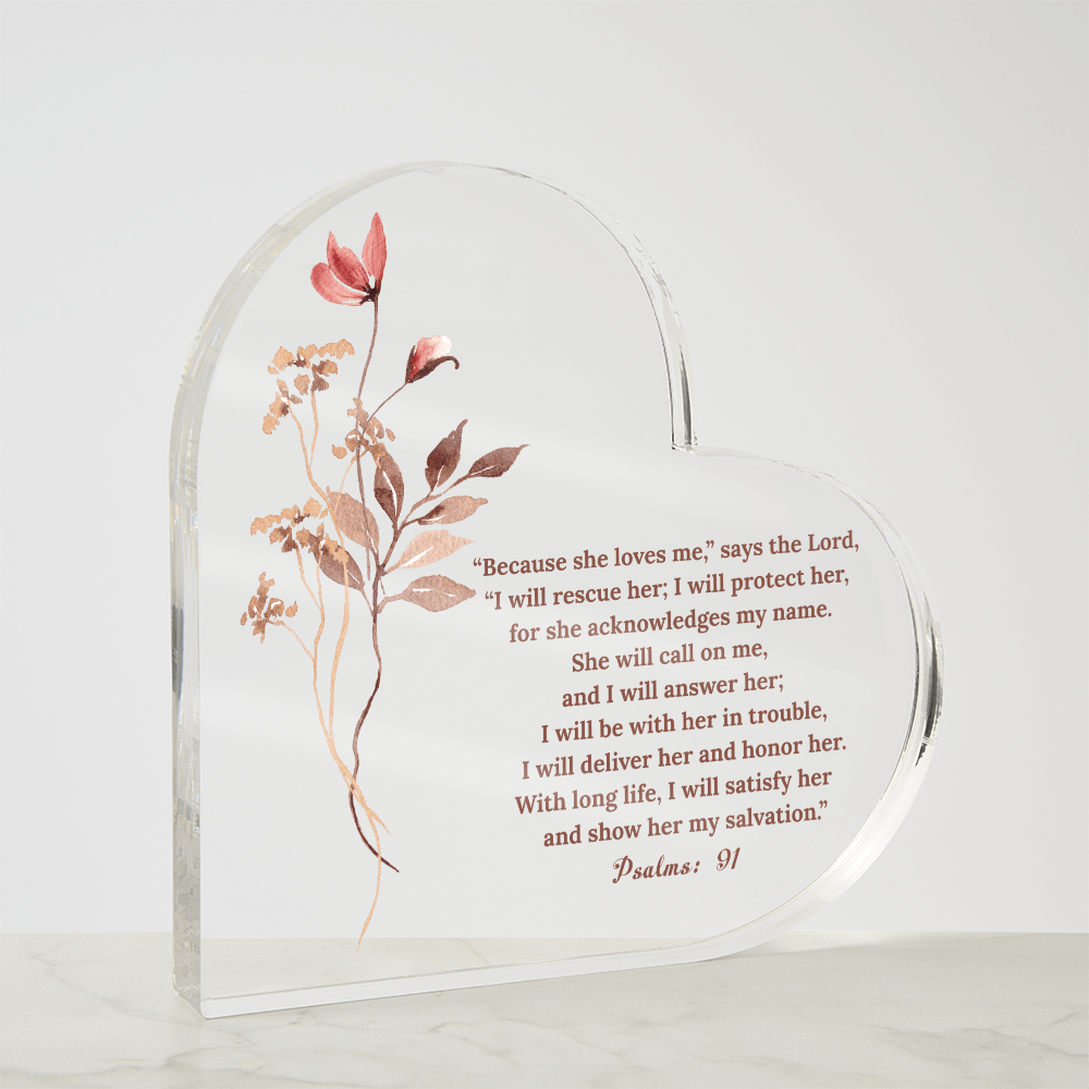 Psalms 91 Acrylic Heart Plaque