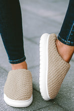 Load image into Gallery viewer, Pale Khaki Two-tone Knitted Warm Homewear Slippers
