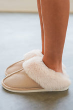 Load image into Gallery viewer, Khaki Cut and Sew Faux Suede Plush Lined Slippers
