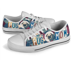 Pug Mom - Women’s Low Top Shoes White