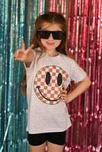 Load image into Gallery viewer, Brown Checkered Happy Face Tee
