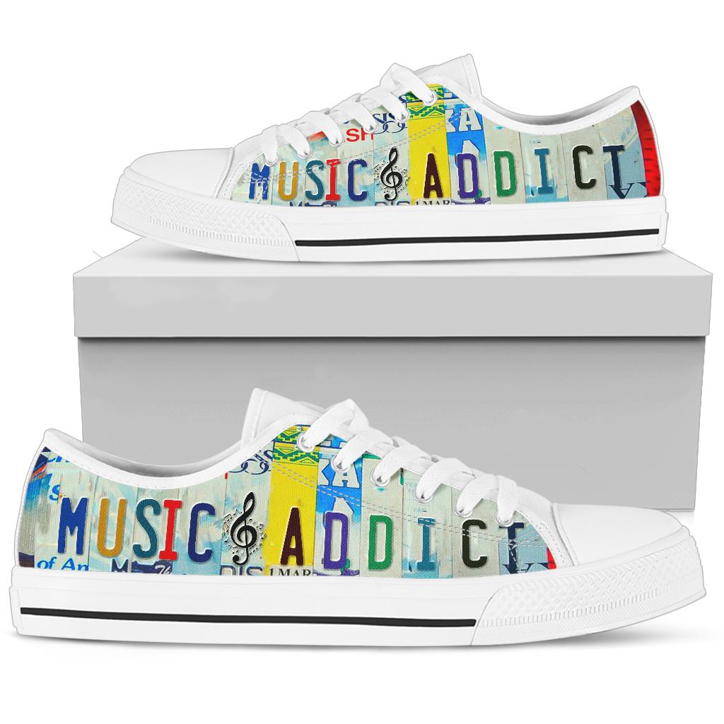 Music Addict - Unisex Low Top Shoes White