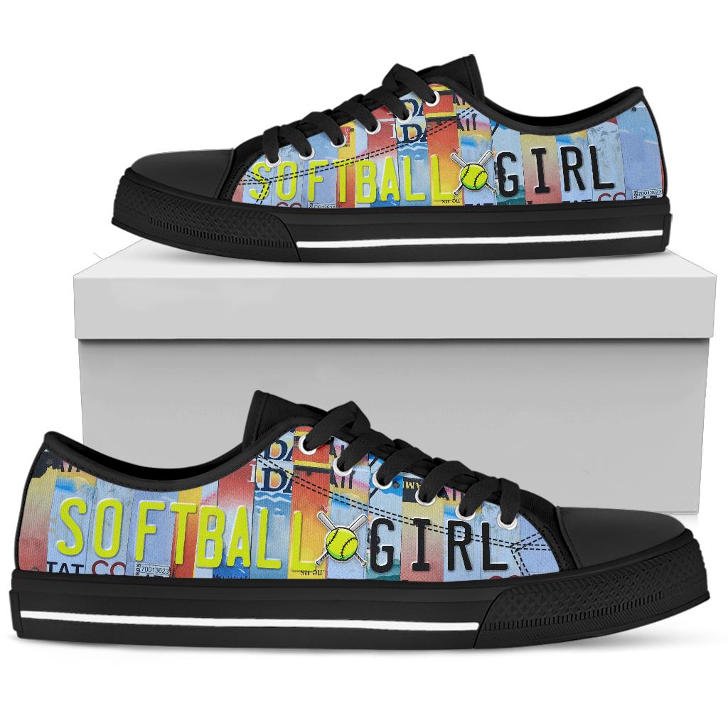 Softball Girl - Women’s Low Top Shoes Black