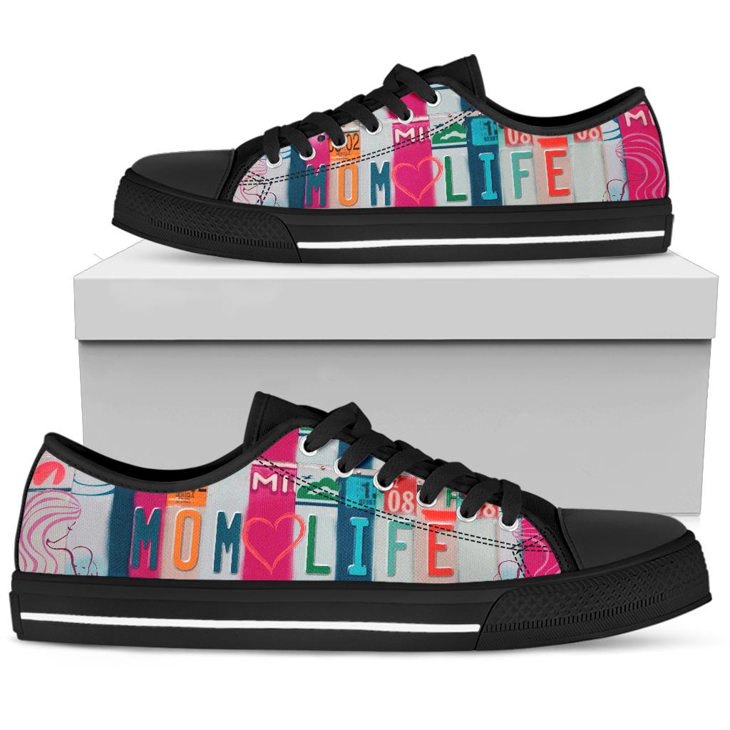 Mom Life - Unisex Low Top Shoes Black