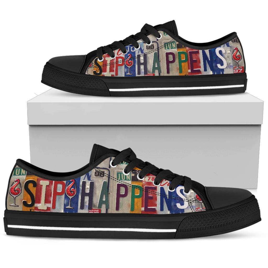 Sip Happens - Unisex Low Top Shoes Black