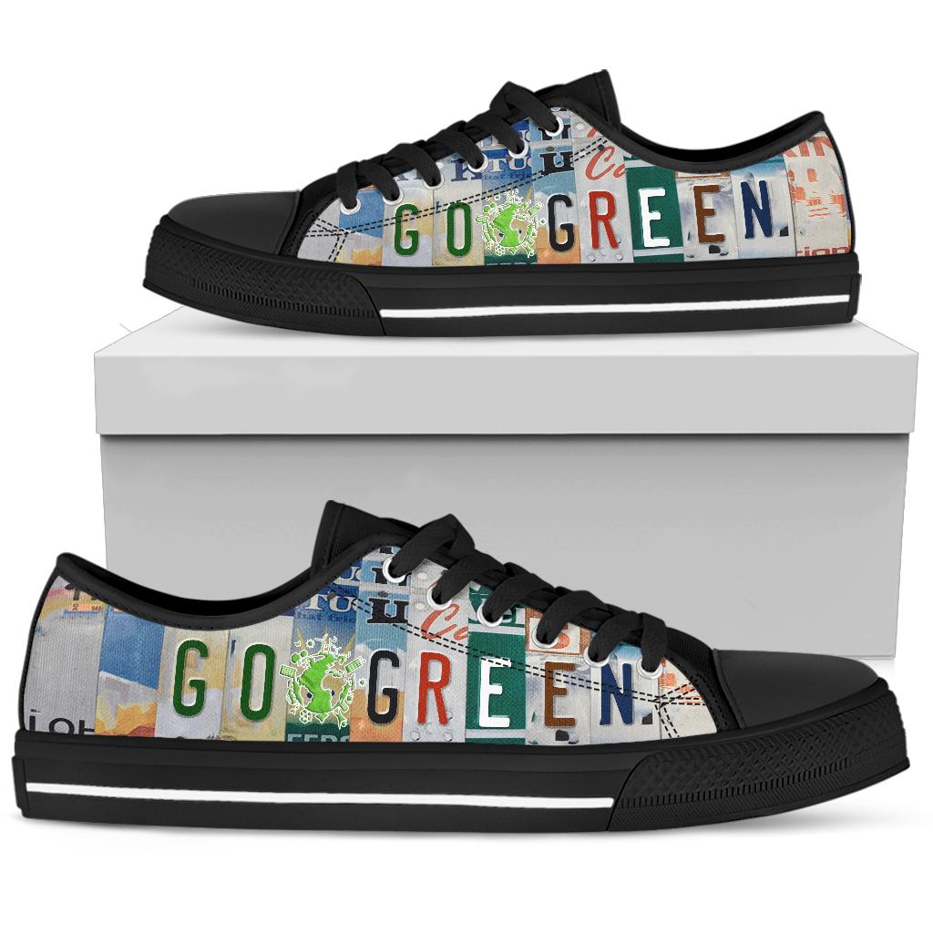 Go Green - Unisex Low Top Shoes Black