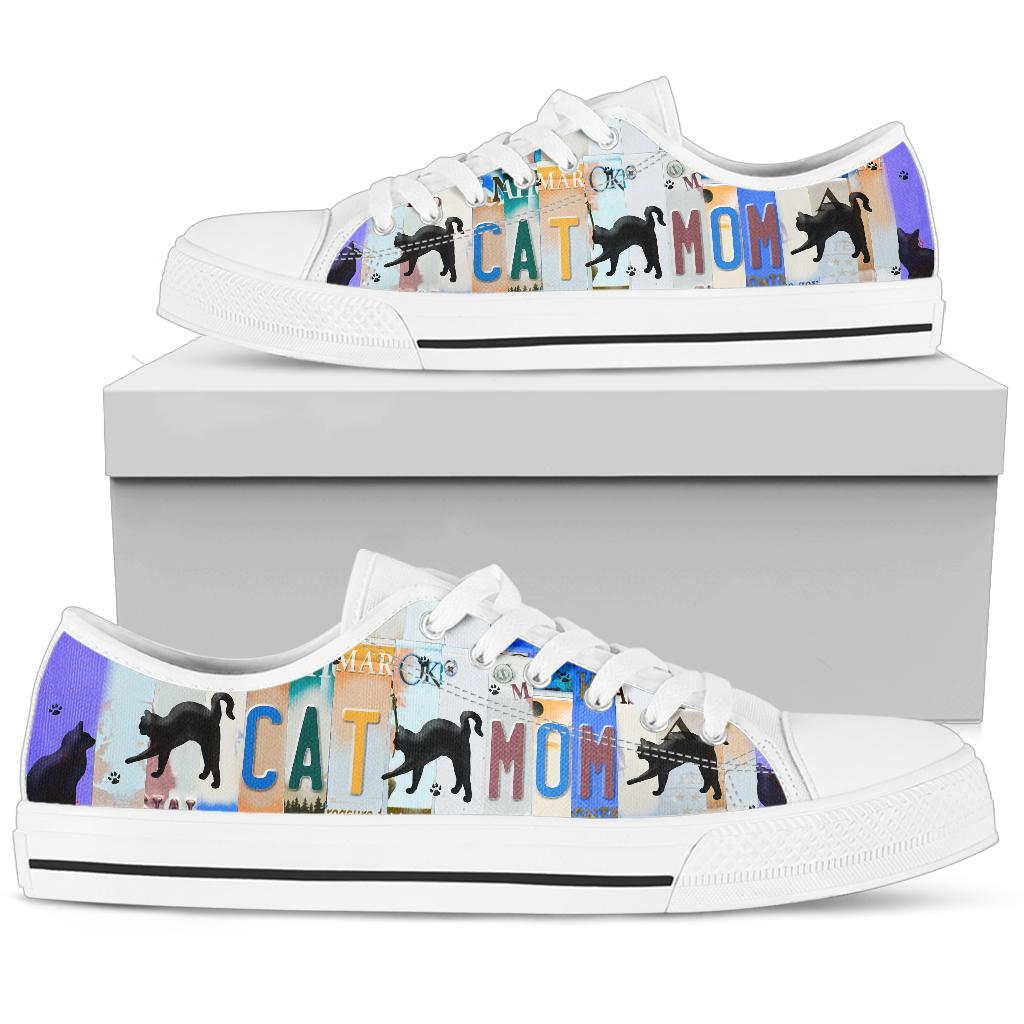 Cat Mom - Unisex Low Top Shoes White