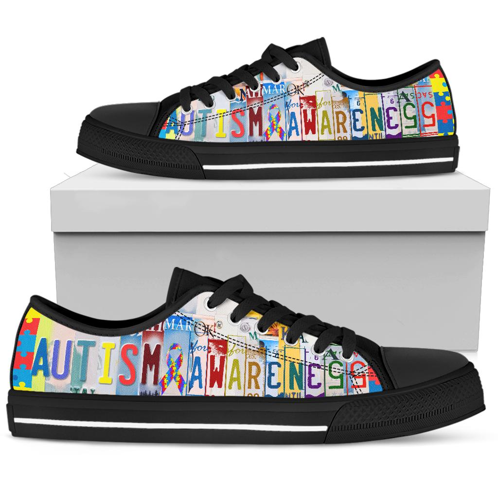 Autism Awareness - Unisex Low Top Shoes Black