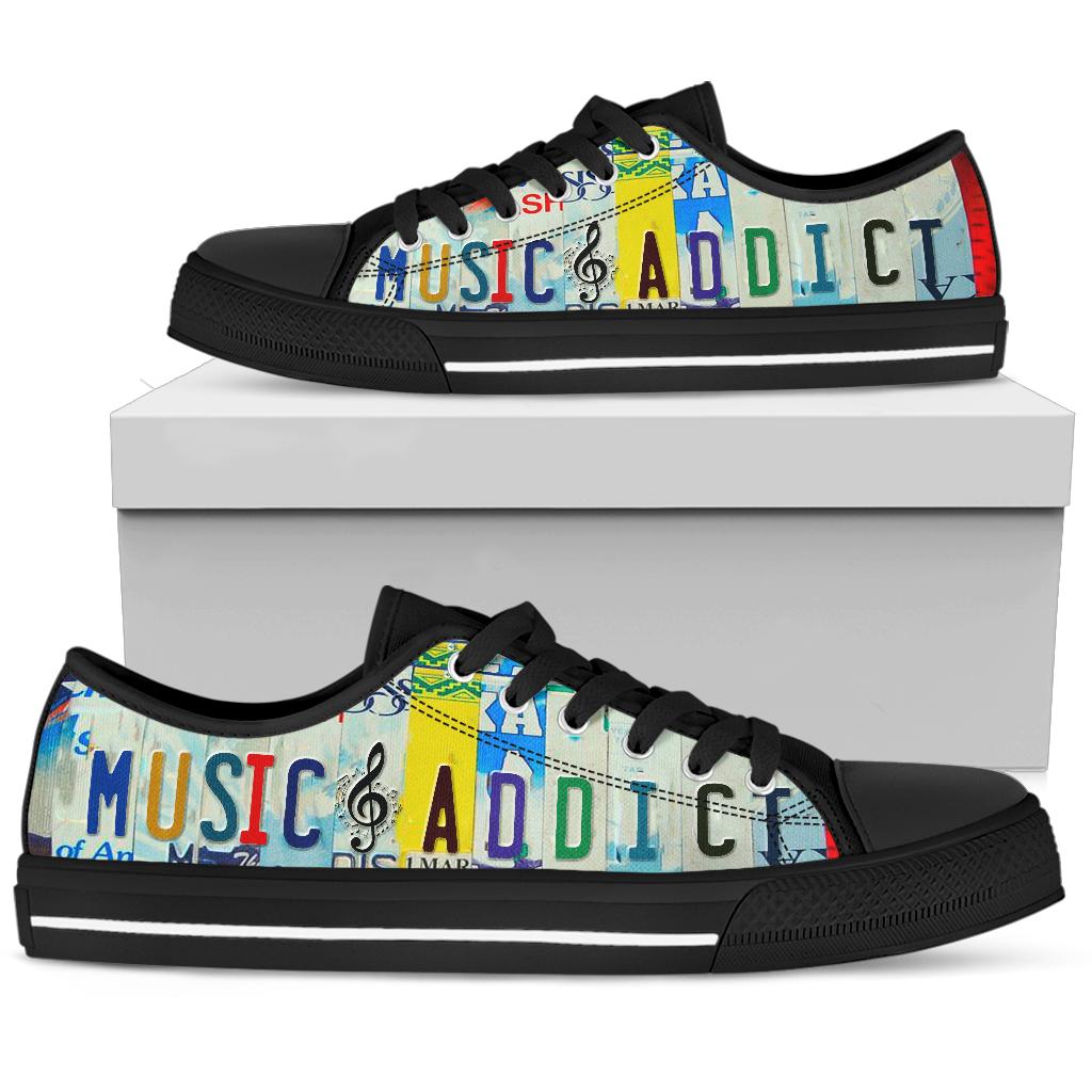 Music Addict - Unisex Low Top Shoes Black