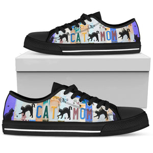 Cat Mom - Unisex Low Top Shoes  Black