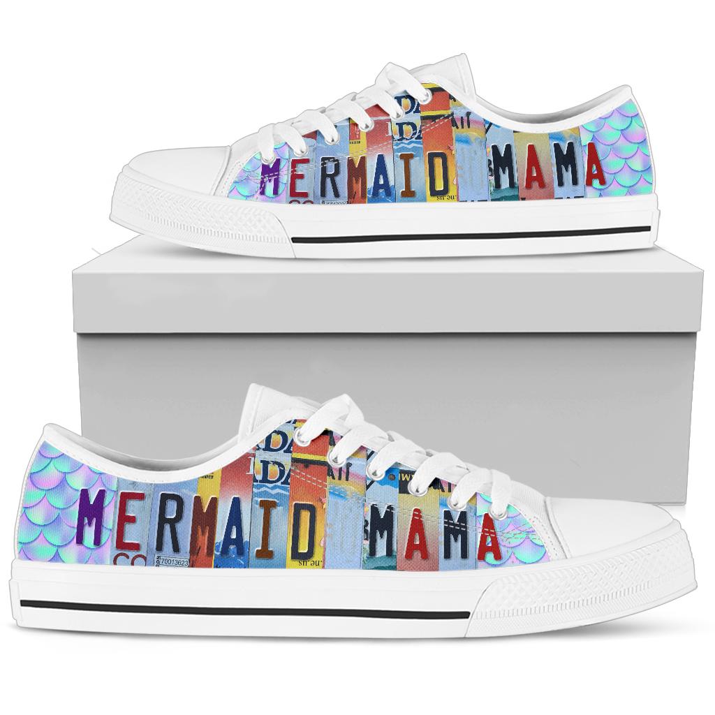 Mermaid Mama - Women’s Low Top Shoes White