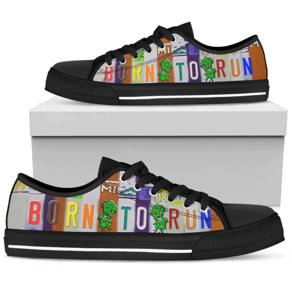 Born to Run - Unisex Low Top Shoes Black