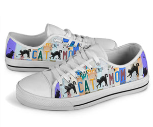 Cat Mom - Unisex Low Top Shoes White