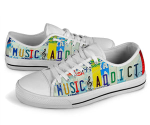 Music Addict - Unisex Low Top Shoes White