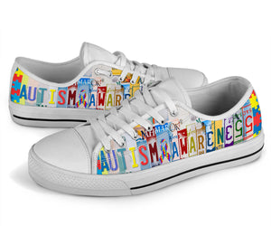 Autism Awareness - Unisex Low Top Shoes White