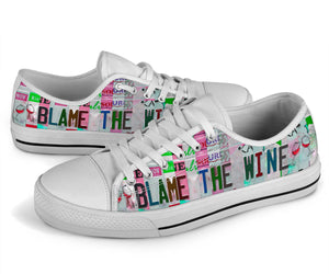 Blame The Wine - Unisex Low Top Shoes White