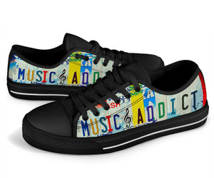 Music Addict - Unisex Low Top Shoes Black