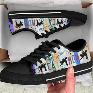 Cat Mom - Unisex Low Top Shoes  Black