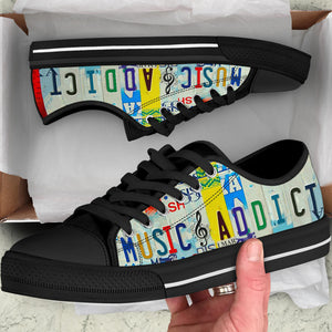 Music Addict - Unisex Low Top Shoes Black